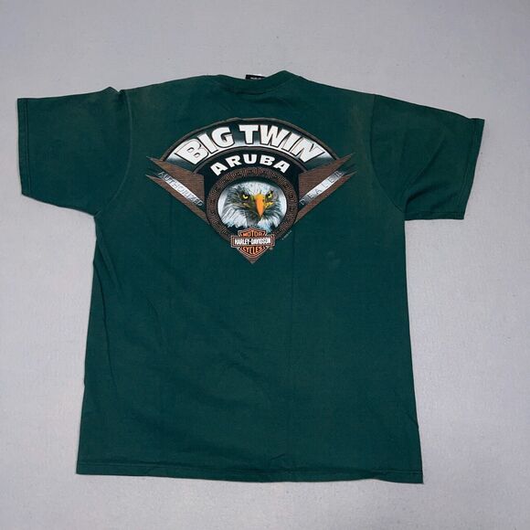 Vintage Harley Davidson Shirt Large Caribbean Ride On Graphic T Shirt Green 2007 - Picture 8 of 10